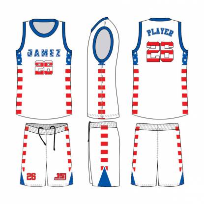 White Basketball Uniforms For Adults Custom Unisex Sportswear Anti Bacterial Breathable Manufacturers, Suppliers, Exporters in Texas