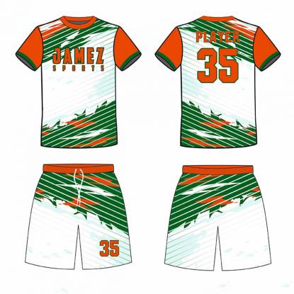 White Green And Orange Soccer Uniforms Round Neck Anti Bacterial Quick Dry All Sizes Manufacturers, Suppliers, Exporters in Texas