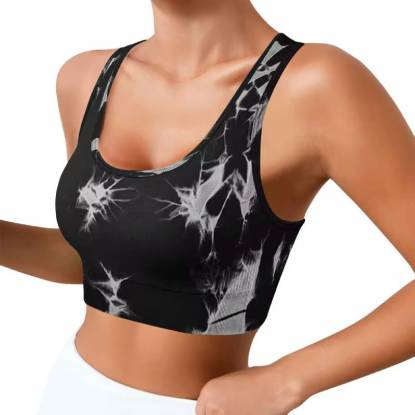 Women Cotton Tie Dye Printed Bra Black Crew Neck Simple Style Manufacturers, Suppliers, Exporters in Texas