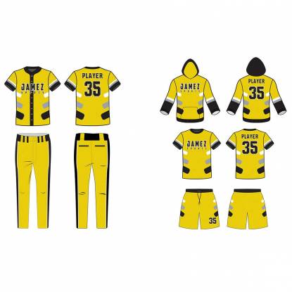 Yellow And Black Softball Uniforms Anti Bacterial Quick Dry Breathable Polyester Fabric Manufacturers, Suppliers, Exporters in Texas