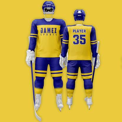 Yellow And Blue Ice Hockey Jersey Regular Fit Anti Bacterial Breathable Good Quality Manufacturers, Suppliers, Exporters in Texas