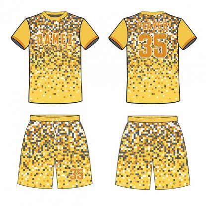 Yellow And Brown Soccer Uniforms For Adults Round Neck Polyester Fabric Quick Dry Manufacturers, Suppliers, Exporters in Texas