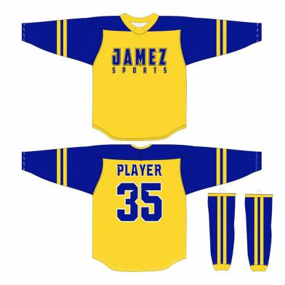 Yellow And Dark Blue Ice Hockey Jersey Quick Dry Breathable Polyester Fabric Manufacturers, Suppliers, Exporters in Texas
