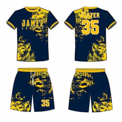Yellow And Dark Blue Soccer Uniforms Adults Unisex Half Sleeve Polyester Fabric Manufacturers, Suppliers, Exporters in Texas