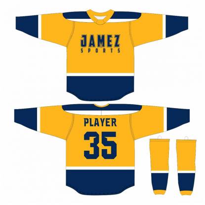Yellow Blue And White Ice Hockey Jersey Good Quality Quick Dry Anti Bacterial Regular Fit Manufacturers, Suppliers, Exporters in Texas
